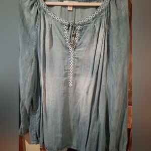 Vintage America Blue Peasant Top